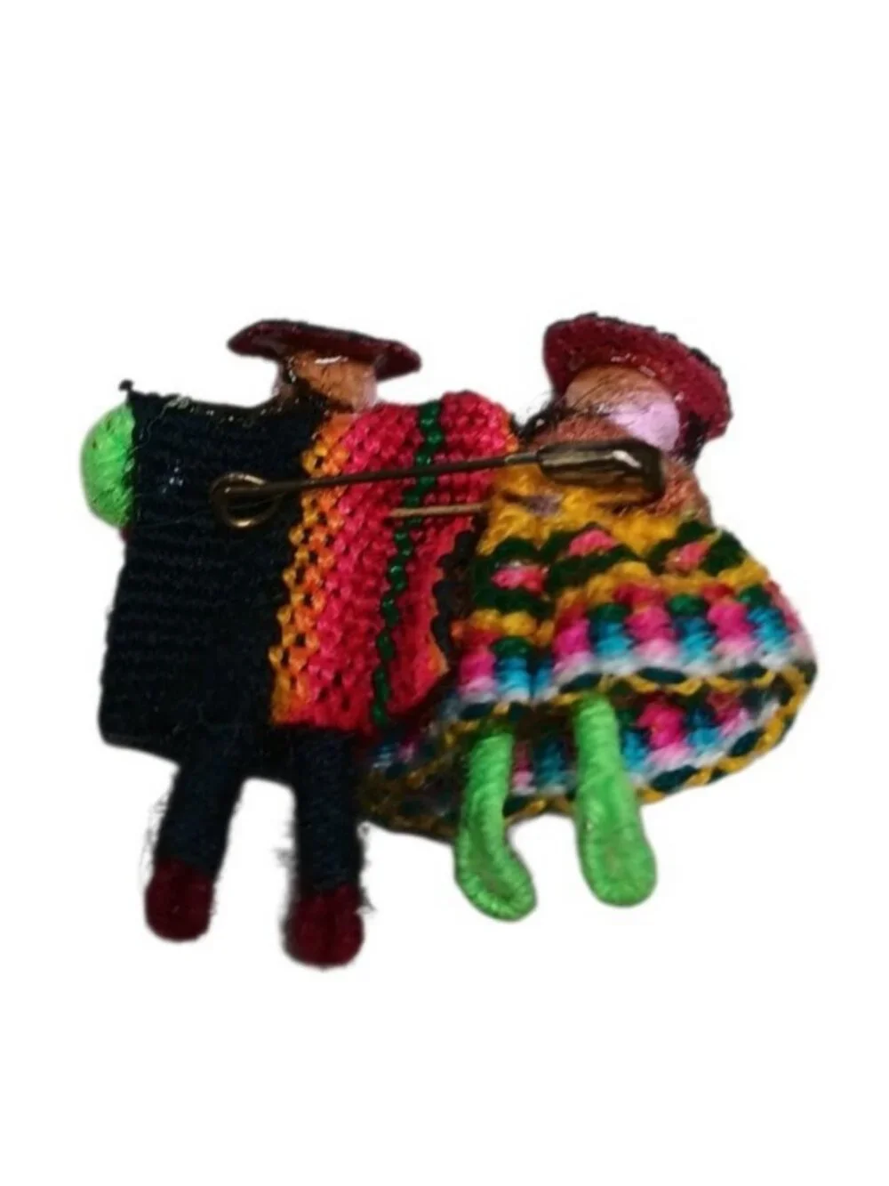 Peruvian Worry Dolls Pin Brooch tradional dress Dancing dolls Andean Folk Art